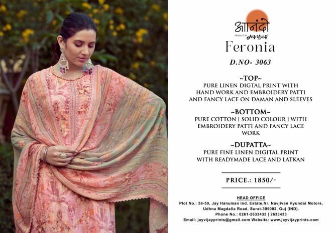 Feronia 3063 Anando By Jayvijay Designer Salwar Suits Catalog